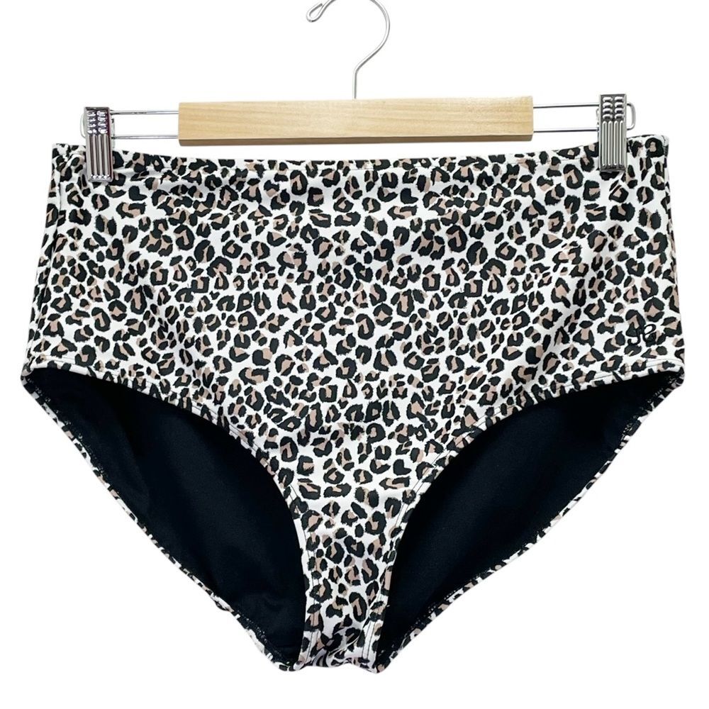 Albion Cheetah High-Waisted Swim Bottoms Size XL White Black Tan Animal Print - Picture 2 of 10
